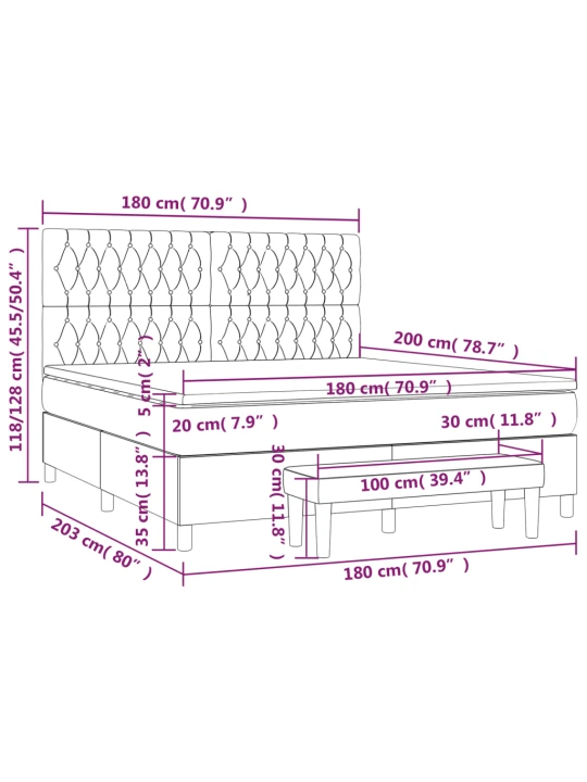 Box spring postel s matrací tmavě šedá 180x200 cm textil