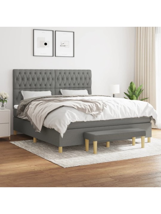 Box spring postel s matrací tmavě šedá 180x200 cm textil