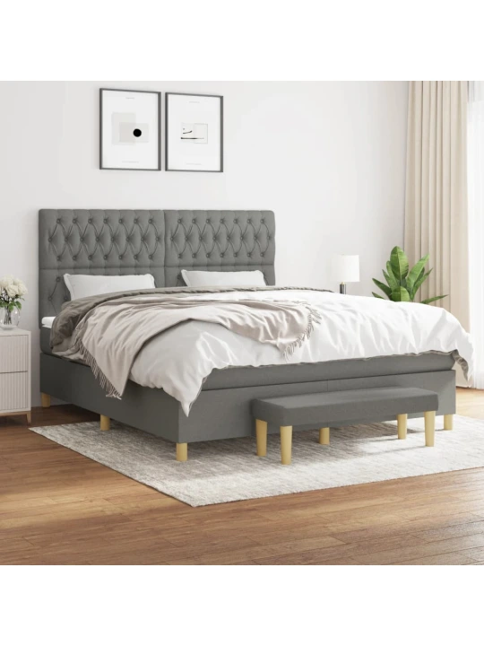 Box spring postel s matrací tmavě šedá 180x200 cm textil