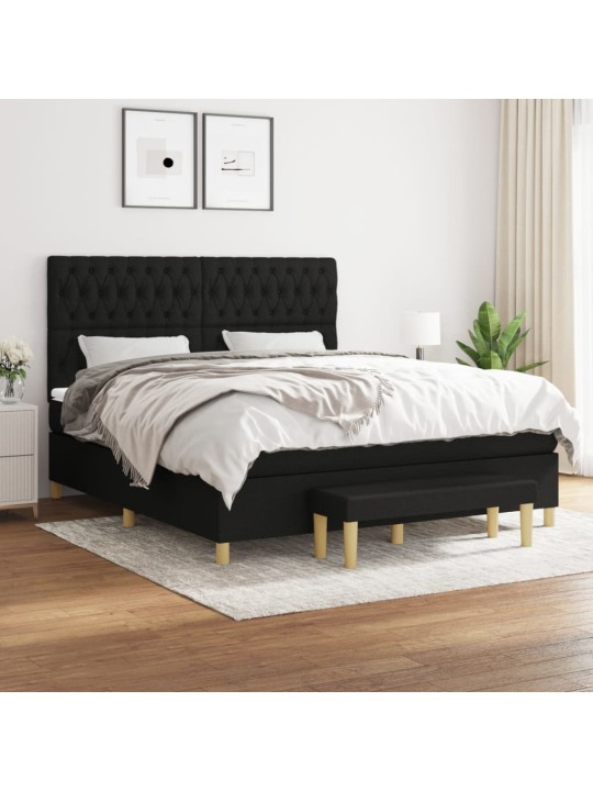 Box spring postel s matrací černá 180x200 cm textil