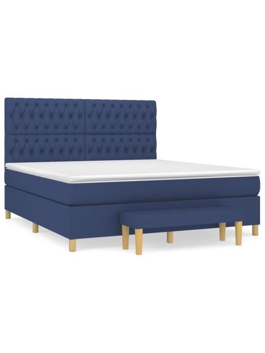 Box spring postel s matrací modrá 180x200 cm textil
