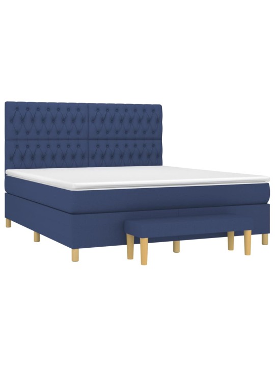 Box spring postel s matrací modrá 180x200 cm textil