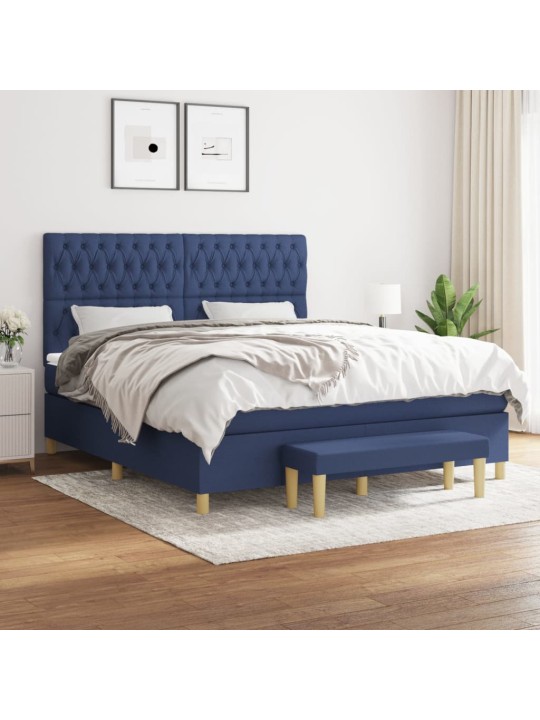 Box spring postel s matrací modrá 180x200 cm textil