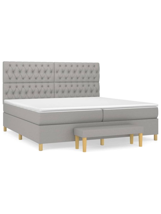Box spring postel s matrací světle šedá 200 x 200 cm textil