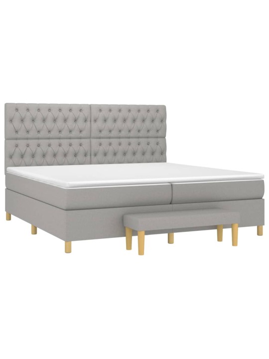 Box spring postel s matrací světle šedá 200 x 200 cm textil