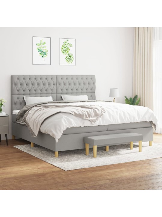 Box spring postel s matrací světle šedá 200 x 200 cm textil