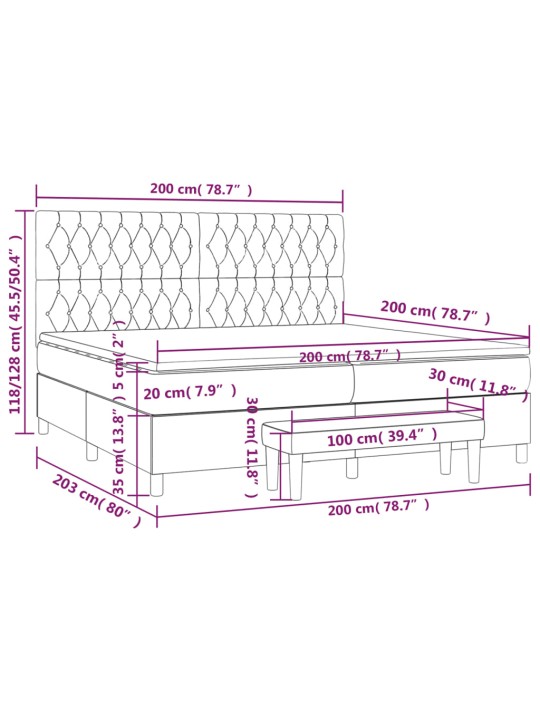 Box spring postel s matrací tmavě šedá 200x200 cm textil