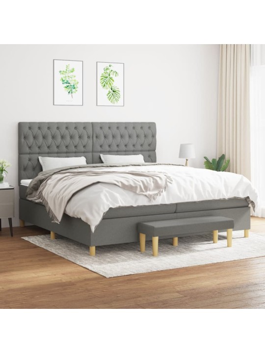 Box spring postel s matrací tmavě šedá 200x200 cm textil