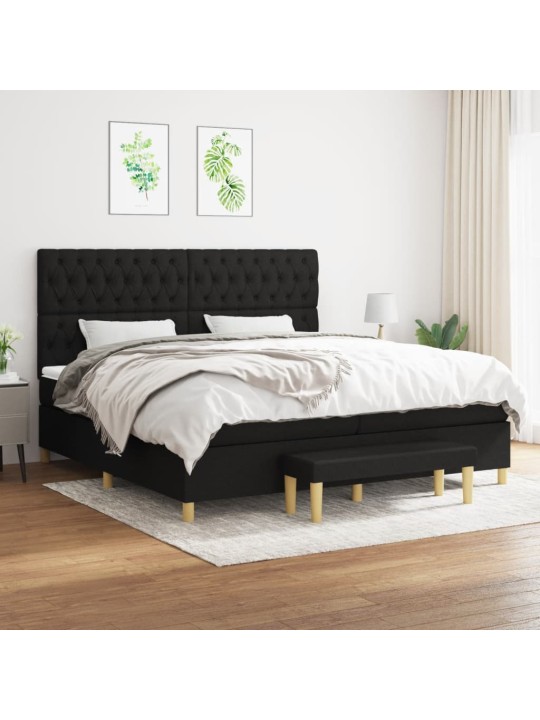 Box spring postel s matrací černá 200x200 cm textil