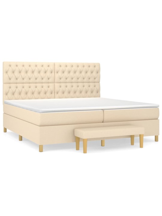 Box spring postel s matrací krémová 200x200 cm textil