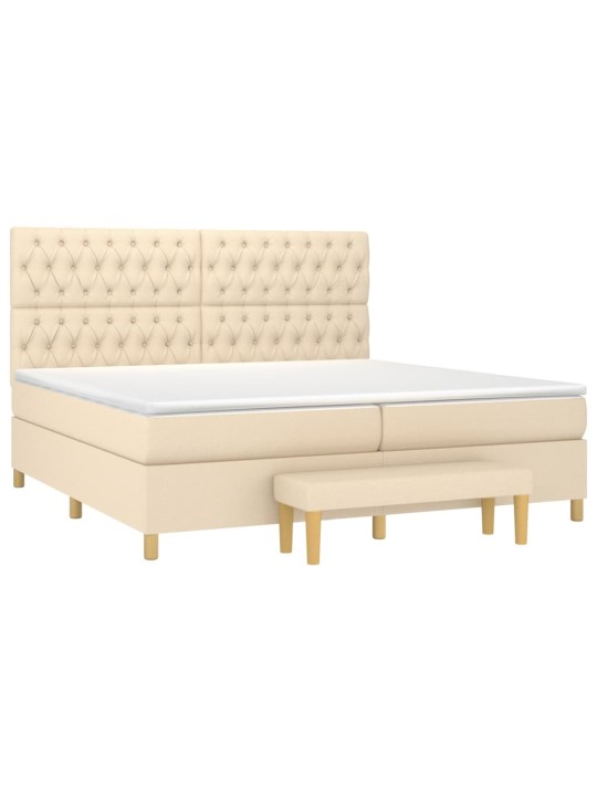 Box spring postel s matrací krémová 200x200 cm textil