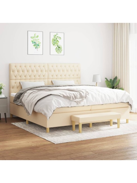 Box spring postel s matrací krémová 200x200 cm textil