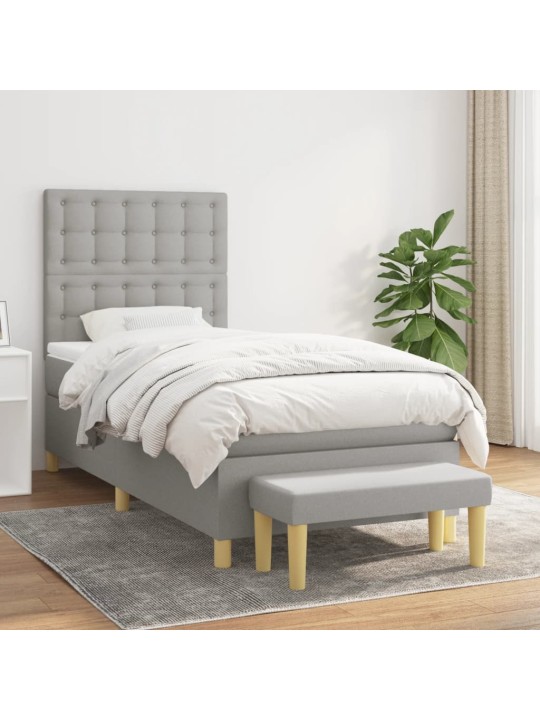 Box spring postel s matrací světle šedá 90x190 cm textil