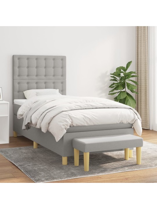 Box spring postel s matrací světle šedá 90x200 cm textil