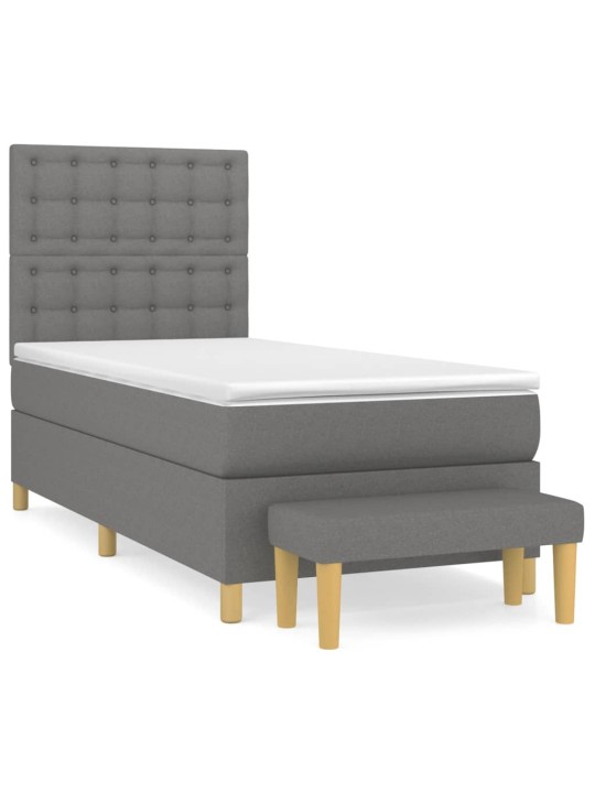 Box spring postel s matrací tmavě šedá 90x200 cm textil