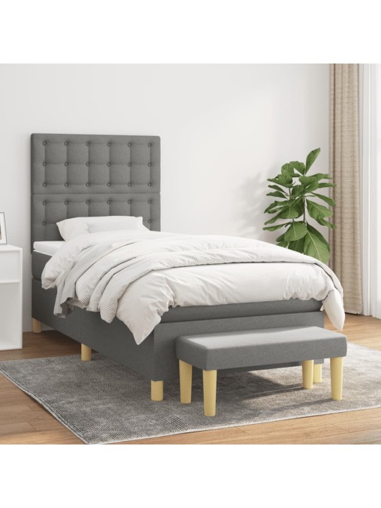 Box spring postel s matrací tmavě šedá 90x200 cm textil