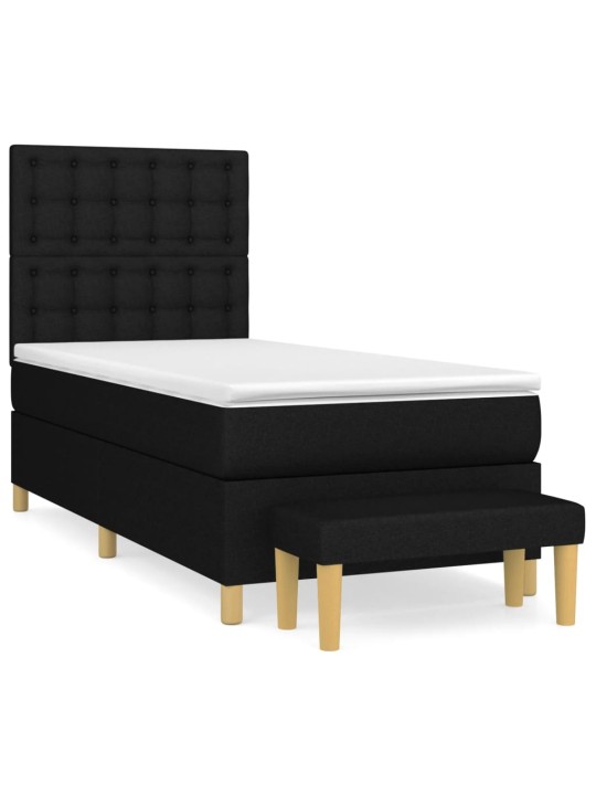 Box spring postel s matrací černá 100 x 200 cm textil