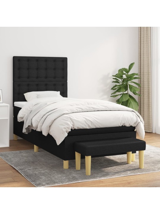 Box spring postel s matrací černá 100 x 200 cm textil
