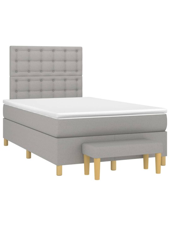 Box spring postel s matrací světle šedá 120 x 200 cm textil