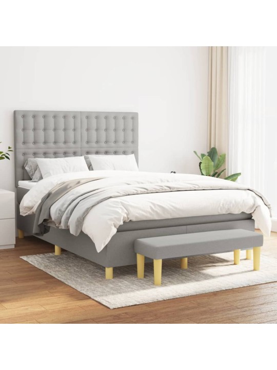 Box spring postel s matrací světle šedá 140 x 190 cm textil