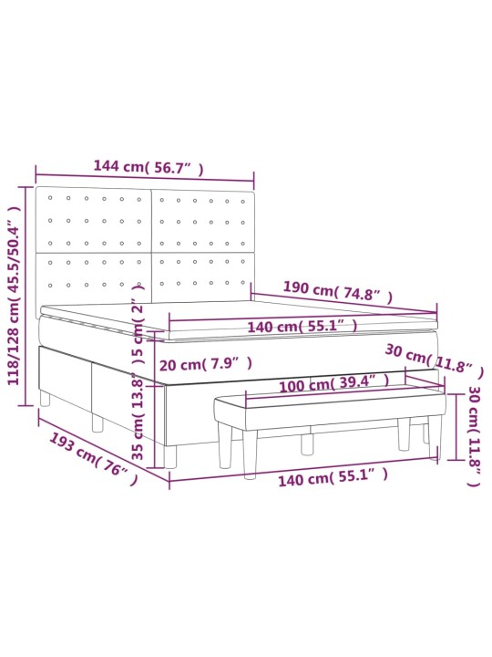 Box spring postel s matrací tmavě šedý 140 x 190 cm textil