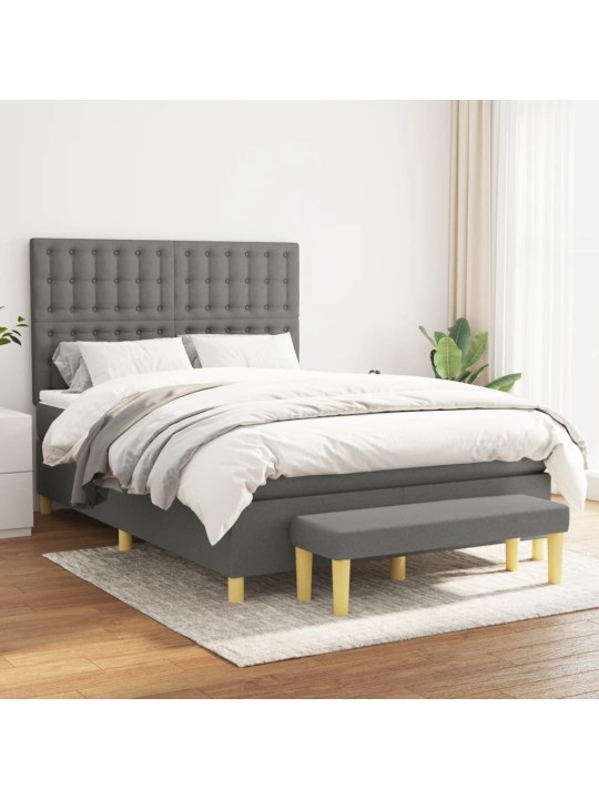 Box spring postel s matrací tmavě šedý 140 x 190 cm textil