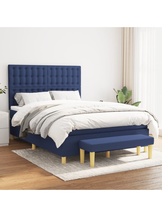 Box spring postel s matrací modrá 140x190 cm textil