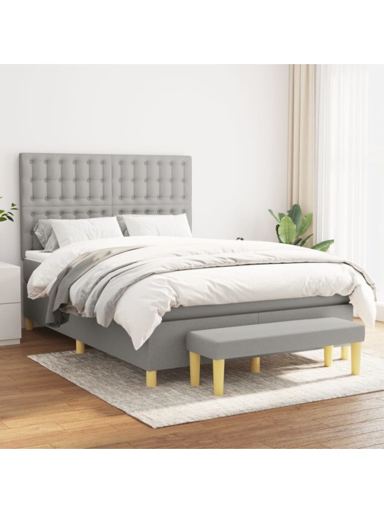 Box spring postel s matrací světle šedá 140 x 200 cm textil