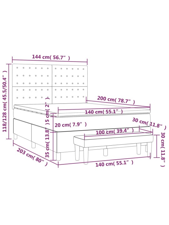 Box spring postel s matrací tmavě šedá 140x200 cm textil