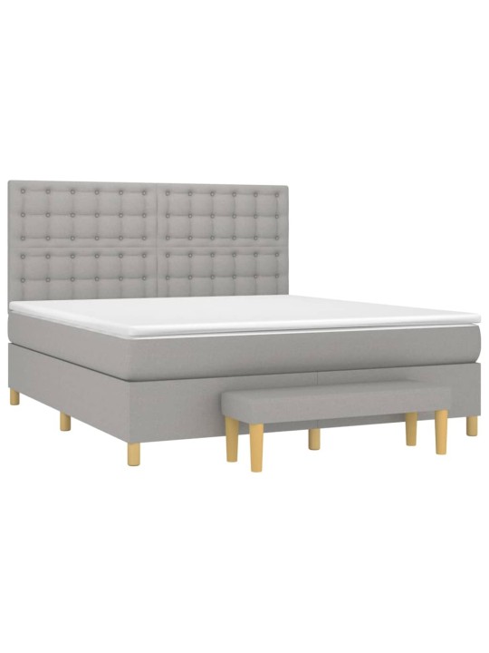 Box spring postel s matrací světle šedá 160 x 200 cm textil