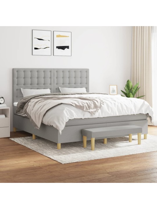 Box spring postel s matrací světle šedá 160 x 200 cm textil