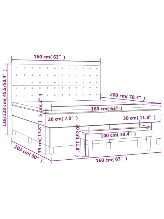 Box spring postel s matrací tmavě šedá 160x200 cm textil