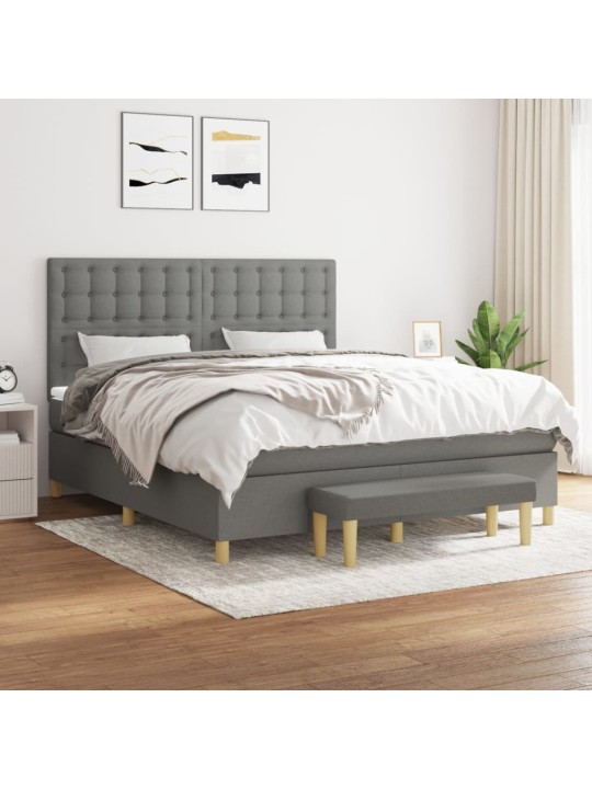Box spring postel s matrací tmavě šedá 160x200 cm textil