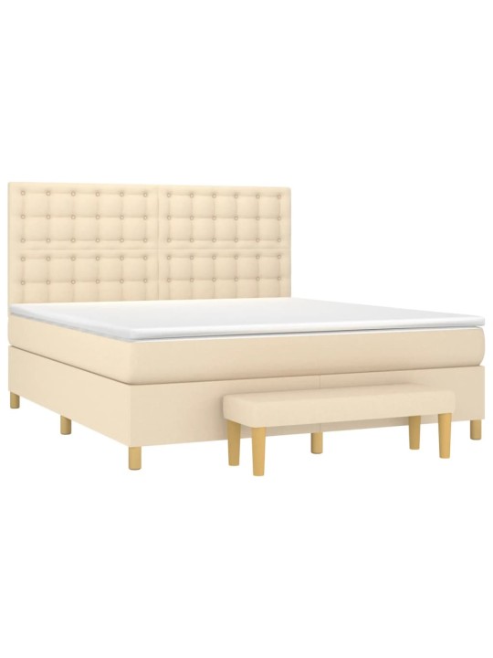 Box spring postel s matrací krémová 160x200 cm textil