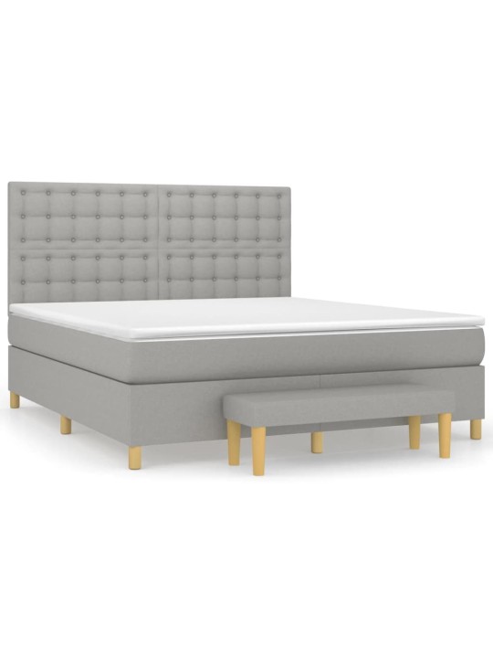 Box spring postel s matrací světle šedá 180 x 200 cm textil