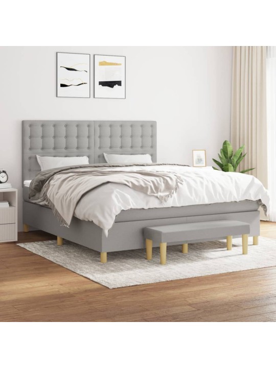 Box spring postel s matrací světle šedá 180 x 200 cm textil