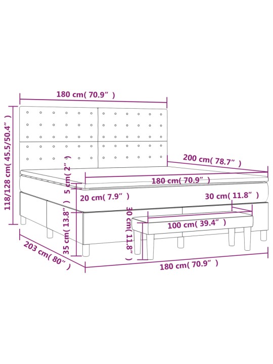 Box spring postel s matrací tmavě šedá 180x200 cm textil