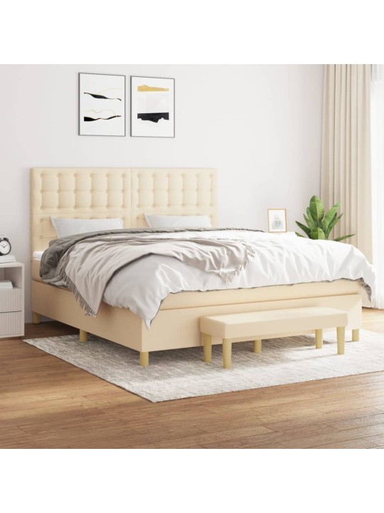 Box spring postel s matrací krémová 180x200 cm textil