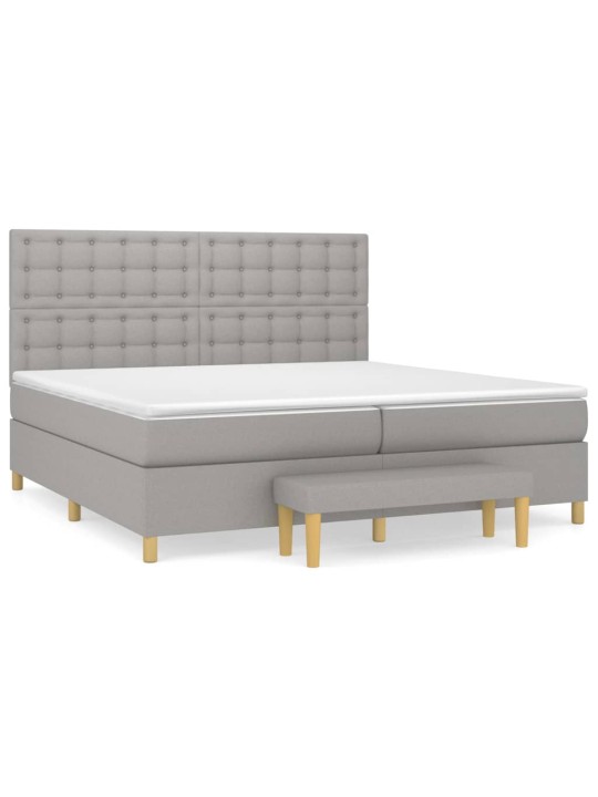 Box spring postel s matrací světle šedá 200 x 200 cm textil