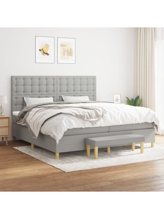 Box spring postel s matrací světle šedá 200 x 200 cm textil