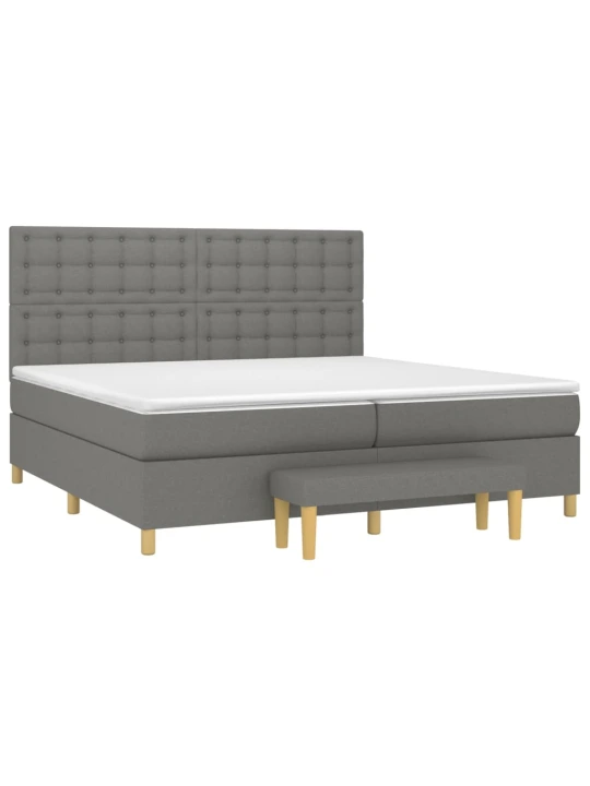 Box spring postel s matrací tmavě šedá 200x200 cm textil