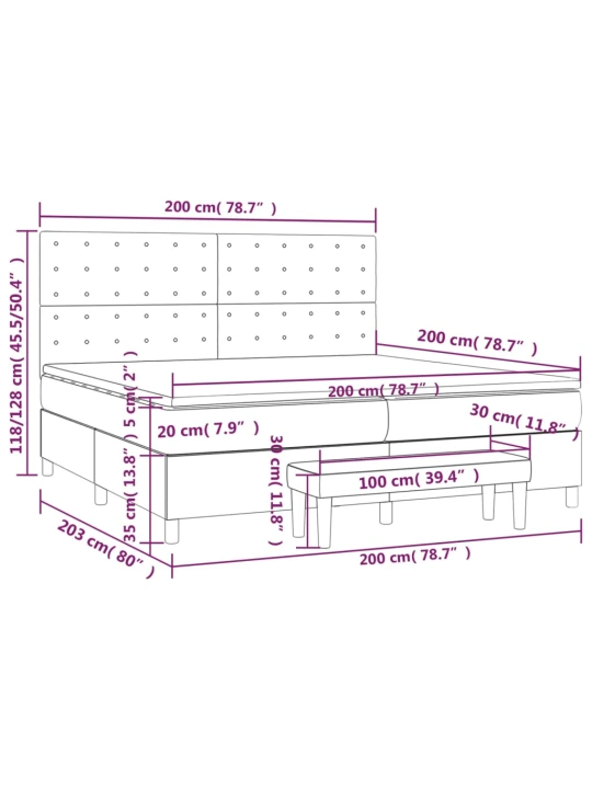 Box spring postel s matrací tmavě šedá 200x200 cm textil