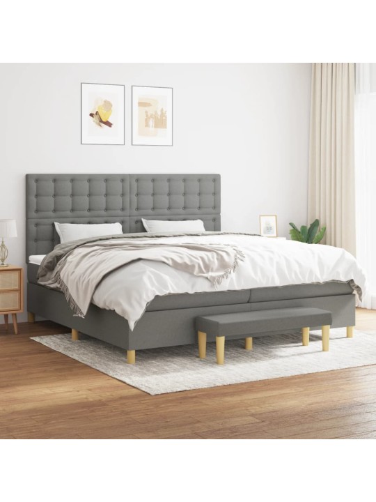 Box spring postel s matrací tmavě šedá 200x200 cm textil