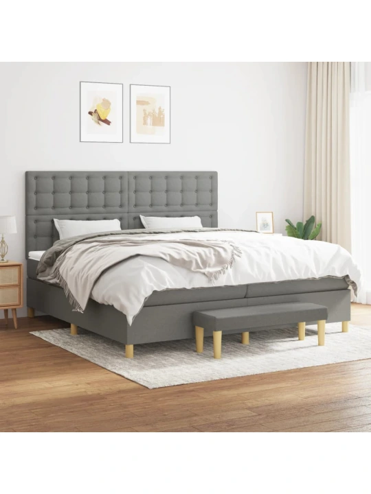 Box spring postel s matrací tmavě šedá 200x200 cm textil