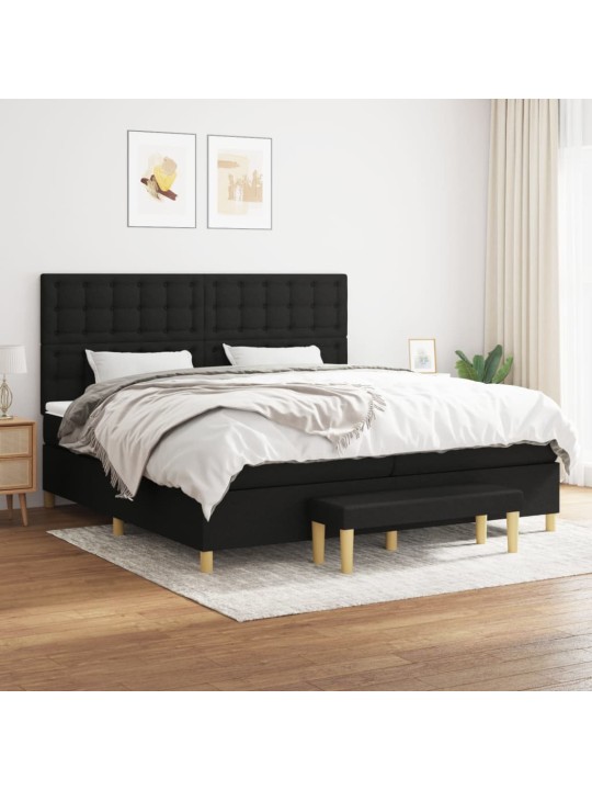 Box spring postel s matrací černá 200x200 cm textil