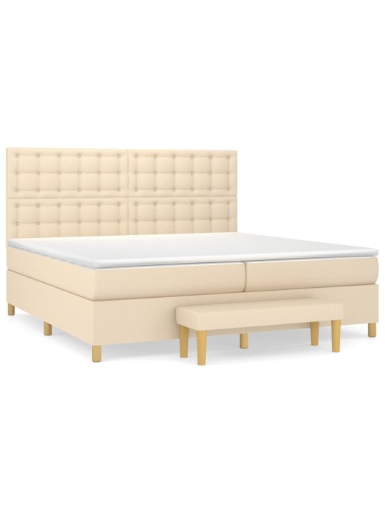 Box spring postel s matrací krémová 200x200 cm textil