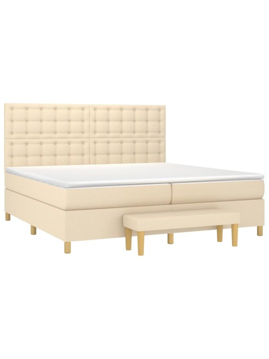 Box spring postel s matrací krémová 200x200 cm textil