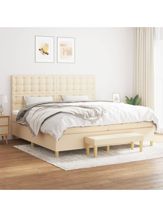 Box spring postel s matrací krémová 200x200 cm textil