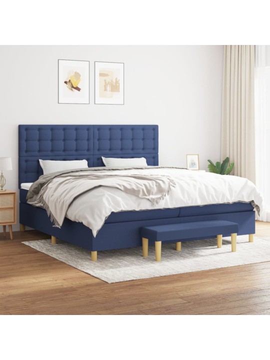 Box spring postel s matrací modrá 200x200 cm textil