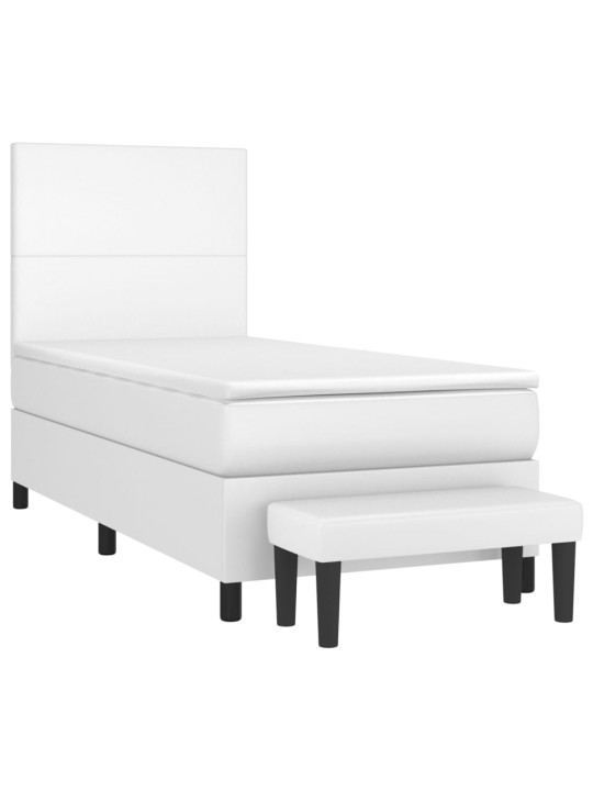Box spring postel s matrací bílá 90x190 cm umělá kůže